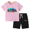 Camiseta infantil de verano 2023, nueva ropa infantil de comercio exterior, pantalones de manga corta de algodón coreano para niños, traje de dos piezas