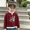 Camiseta elegante de manga larga para niña, nuevo modelo de primavera y otoño, con textura de gofre, efecto de dos piezas, top básico versátil y moderno para niños mayores