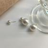 Brincos de pérolas de agulha de prata s925 brincos de pérolas duplas femininas brincos de pérolas simples e elegantes de duas peças