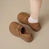 Sapatos plataforma femininos que aumentam a altura com forro de fleece, novo estilo outono/inverno 2026, sapatos Birkenstock casuais chiques retrô
