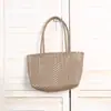 Bolso de Mano Tejido a Mano de Color Sólido Simple Personalizado con Gran Capacidad para el Viaje Diario, Bolso de Mano Versátil para Mujer, Bolso de Hombro Casual