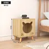 Cama para gato de madera maciza de moda con mesita de noche integrada, casa cerrada para gatos estilo caricatura de Mickey, mueble de almacenamiento para mascotas