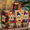 Bolsa de Viagem Acolchoada de Algodão Estilo 3D Marca Independente Cachorro Série 5 Bolsa de Mão Feminina Estampada Fashion para Yoga