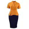 D3363 Ropa para Mujer Tallas Grandes 2026 Nuevo Verano Manga Corta Volantes Elegante Bloques de Color Ajustado Vestido Africano