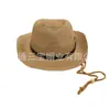 Sombrero de Vaquero Occidental para Hombre, Sombrero de Paja Jazz Estilo Europeo y Americano con Protección Solar, Sombrero de Sol para Playa, Sombrero de Ala Ancha, Sombrero de Vestir de Verano