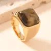 Anillo de Ojo de Gato Geométrico de Acero Inoxidable Transfronterizo Anillo Ligero de Acero de Titanio Lujo Joyería que No se Desvanece Fábrica Mayorista