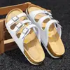 Suministro del Fabricante Nuevas Pantuflas con Suela de Corcho para Hombre Sandalias Retro de Ante Mate con Doble Hebilla