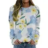 Comércio Exterior Amazon Outono e Inverno 2023 Europa e Estados Unidos Transfronteiriço Natal Roupas Femininas Novo Amazon Suéter de Gola Redonda com Mangas Longas Estampado