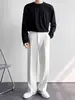 Pantalones de traje casuales para hombre, de primavera, estilo japonés, ligeros, de lujo, de alta gama, negros, holgados, rectos, de pierna ancha y largos.