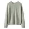 Suéter feminino de cashmere com gola redonda, trançado, manga longa, modelagem solta, top afina a silhueta, pulôver, camada base quente, estilo casual
