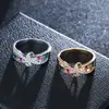 Accesorios de Explosiones Transfronterizas Anillo Doble G Europeo y Americano Anillo de Zirconia Arcoíris Amazon wish Joyería de Venta Caliente Transfronteriza