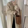 Abrigo Grueso de Corte Holgado de Alta Gama para Mujeres Pequeñas, Nuevo Abrigo de Lana de Longitud Media Estilo Hepburn Otoño e Invierno 2026 para Mujeres