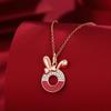 Grande Promoção Pulseira Doce e Fofa de Coelho para Meninas Prata 925 Laço Pulseira Vermelha Chinesa Camada Dupla Zircônia Micro-Cravada Joias