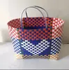 Bolsa Tecida Desenho Animado Fofo Xadrez Pequeno Fresco Bolsa Plástica Tecida DIY Cesta de Legumes Bolsa Venda por Atacado em Estoque