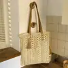 Bolso Nuevo de Paja Tejida Hueca Transfronterizo, Bolso Tejido Versátil de Hombro Único, Bolso de Playa de Gran Capacidad para Vacaciones en la Costa