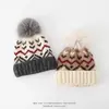Gorro de lana para niños de comercio exterior, gorro de punto jacquard estilo americano transfronterizo, gorro pullover protector de orejas estilo coreano para niños mayores, cálido para niños