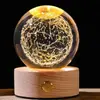 Lámpara de Noche Bola de Cristal Cielo Estrellado Transfronteriza, Lámpara de Atmósfera Creativa, Lámpara de Mesita de Noche con Base de Madera, Adorno de Escritorio, Regalo para Estudiantes