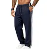 Pantalones casuales de otoño para hombre de estilo transfronterizo, de pierna recta, corte holgado, con rayas laterales, cintura elástica y cordón, pantalones largos deportivos para hombre