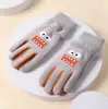 Guantes para niños otoño e invierno exterior cálidos a prueba de viento niños y niñas estudiantes de primaria de cinco dedos algodón caricatura lindos fríos