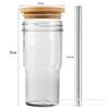 Vaso para helado de Amazon bebida fría jugo Vaso para agua de coche de doble sección vaso con pajita bambú Vaso Mason con tapa