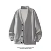 Sudadera cárdigan casual de punto estilo japonés para hombre, chaqueta de otoño moderna con patrón de gofre y tacto de alta gama, chaqueta casual
