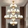 Novo Lustre de Estilo Chinês Madeira Maciça Estilo Chinês Duplex Lustre Grande Vila Casa Autoconstruída Suspenso Mezanino Lustre