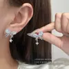 Pendientes de Lazo Dulces y Lujosos Estilo Francés con Diamantes Completos Super Brillantes, Pendientes de Moda de Nicho de Alta Gama, Accesorios para Orejas Versátiles y Elegantes