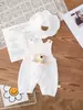 Mono de muselina para recién nacidos, verano, niños y niñas, mono con capucha para bebé, mono sin mangas de dibujos animados para salir