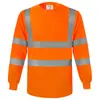 Camiseta Transpirable Amarillo Fluorescente de Manga Larga Alta Reflectividad, Ropa de Trabajo de Seguridad de Alto Brillo para Administración de Carreteras y Construcción de Saneamiento, Trabajo Nocturno