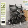 Prateleira de Armazenamento de Cozinha de Chão Multi-Camadas Frutas e Vegetais Cesta de Vegetais Multifuncional Armazenamento de Lanches para Sala de Estar Metabo