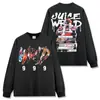 Camiseta de manga corta lavada estampada de hip-hop americano transfronterizo Juice wrld Cuello redondo holgada casual Sudadera con capucha para hombre