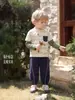 Camiseta infantil de manga comprida jellybaby outono bebê imitação de duas peças estampada roupa para menino de 5 anos top de outono infantil