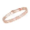 Pulseira Magnética Cravejada de Diamantes Ouro Rosa para Mulheres, Pulseira Ajustável, Pulseira de Bronze Ouro Rosa Temática de Amor para Casais Atacado