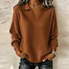 Suéter de malha com gola polo e decote V estilo europeu e americano, exportação transfronteiriça, top feminino solto e casual de manga longa para outono e inverno
