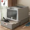 Arenero para gatos completamente cerrado extragrande, inodoro para gatos anti-salpicaduras y desodorizante, arenero gigante para gatos, artículos para mascotas para gatos