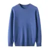 Nuevo Suéter de Lana Australiana de Cuello Redondo para Hombre de Primavera y Otoño Top Casual Camiseta Base de Color Sólido Suéter de Punto Versátil para Hombre