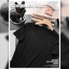 Camiseta Modal de Alta Calidad Cuello Huevo para Mujer Talla Grande Cuello Redondo Hombro Manga Corta Diseño Camiseta Base Holgada Cómoda