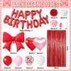 Venda Quente Transfronteiriça Conjunto de Balões Roxos Rosa com Laço Decoração de Festa de Aniversário Cortina de Franjas Flores de Papel Suprimentos