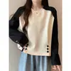 Sudadera Retro Raglán Corta Estilo Coreano Petite Cómoda Diseño con Sentido Niche Otoño Nuevo Manga Suelta Top Tendencia para Mujer