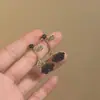 Pendientes de Borla de Metal y Perla Estilo Coreano de Lujo Ligero con Flores Afelpadas, Diamantes Brillantes, Felpa de Copo de Nieve, Pendientes Modernos y Versátiles