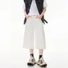 Shorts jeans leves de verão estilo retro americano para homens, calças cropped largas estilo japonês, calças retas de comprimento médio da moda