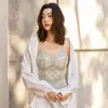 Camisola de Encaje para Pestañas Estilo Francés para Mujer con Copas Integradas, Espalda Hermosa, Adelgazante, Transpirable, Ropa Interior, Top Base