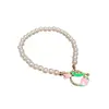 Pulseira de Lontra com Fivela Pintada à Mão Flor Tulipa de Verão Pérola Artificial Pulseira Estilo Frio Tendência Feminina Acessórios Femininos