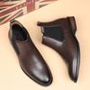Botines Británicos Chelsea 2025 para Hombre Puntiagudos Casual de Negocios de Caña Alta de Piel Botines Cortos Retro Botas para Aumentar la Altura