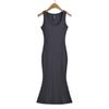 G023-23 inverno novo estilo francês puro desejo estilo elástico slim- fit sexy u- pescoço sem mangas colete bainha vestido
