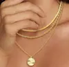 Collar de Círculos Irregulares Multicapa Transfronterizo Cobre Electrochapado Oro Real de 14K Gargantilla Apilada Joyería para Mujer
