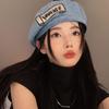 Boina vaquera de parche para mujer primavera y verano estilo coreano versátil que hace que la cara parezca pequeña sombrero de pintor Beilei estilo japonés sombrero para circunferencia de cabeza grande