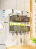 Estante de Almacenamiento Lateral para Refrigerador, Organizador Multifuncional de Especias para Cocina, Gancho Colgante de Múltiples Niveles en el Lateral, Estante Colgante de Pared Lateral