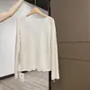 Camisa básica fina de manga longa com decote V transparente na cor damasco outonal para mulheres, cobertura fina para ar condicionado, camiseta solta, top de alta qualidade