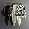 Traje casual de moda de punto de leopardo para mujer de comercio exterior transfronterizo otoño e invierno 2024 nuevo, conjunto de dos piezas con leggings